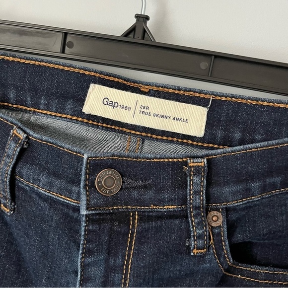 GAP 1969 Authentic True Skinny Ankle Dark Rinse Denim Jeans Size 28R - Picture 7 of 15